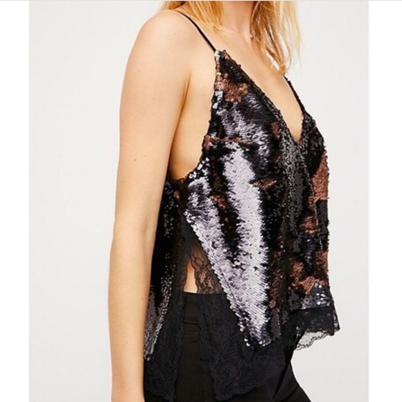 Free People Tops - Free People Swingin Sequin Surplice Cami XS